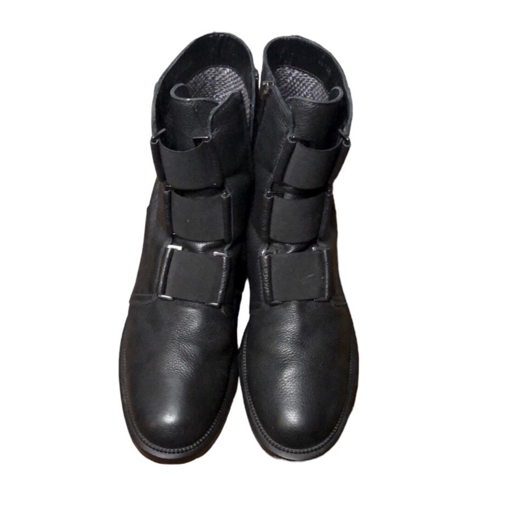 Aquatalia Men’s Waterproof Leather Elastic Strap Side Zip 401267 Combat Boots